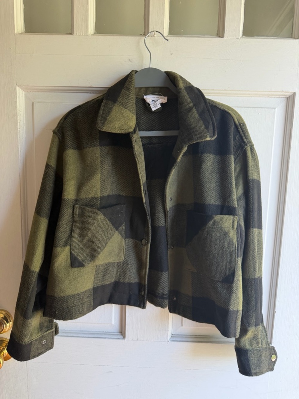 For The Republic Olive Green and Black Plaid Jacket